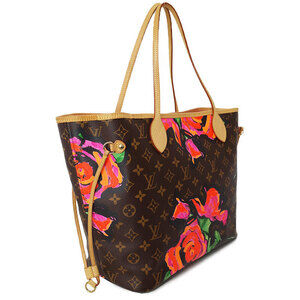 Louis Vuitton limited edition Sprouse Neverfull Pink tote Roses Stephen